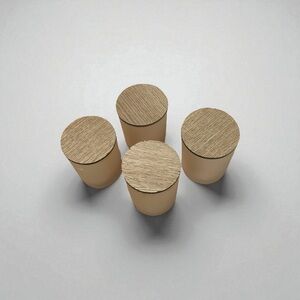 4 Small Glass with Wood Lid Storage Containers 3" tall